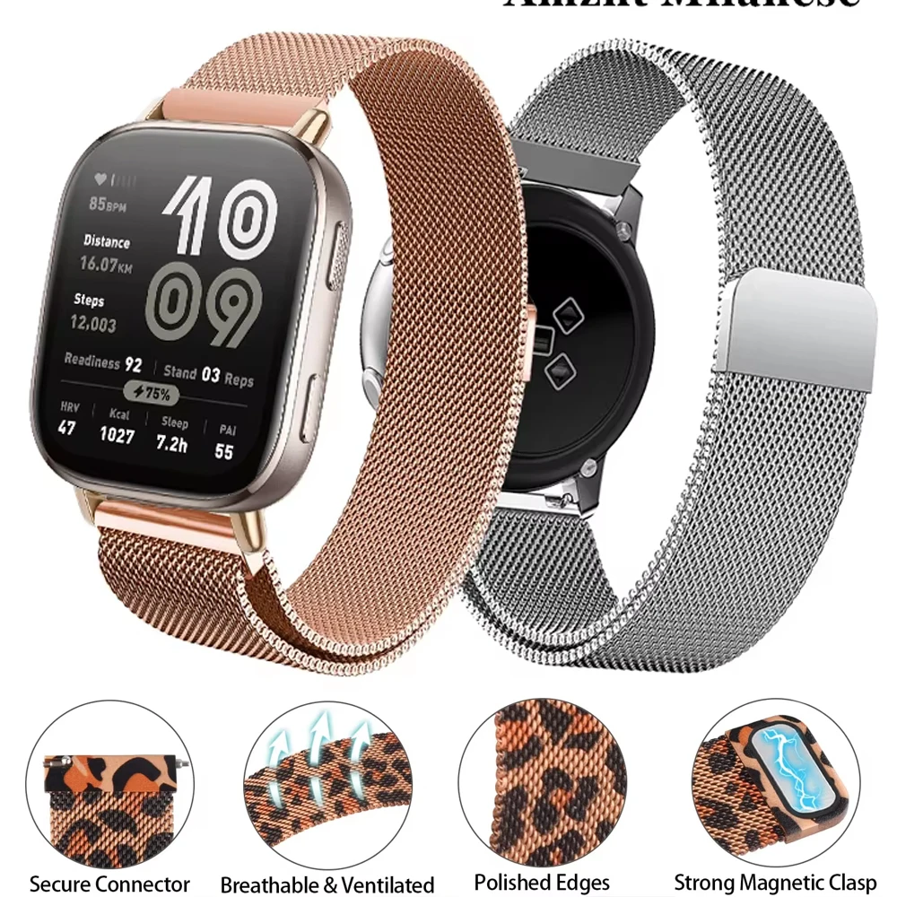 Magnetic Metal Mesh Smartwatch Wristband - 22mm Strap Bracelet