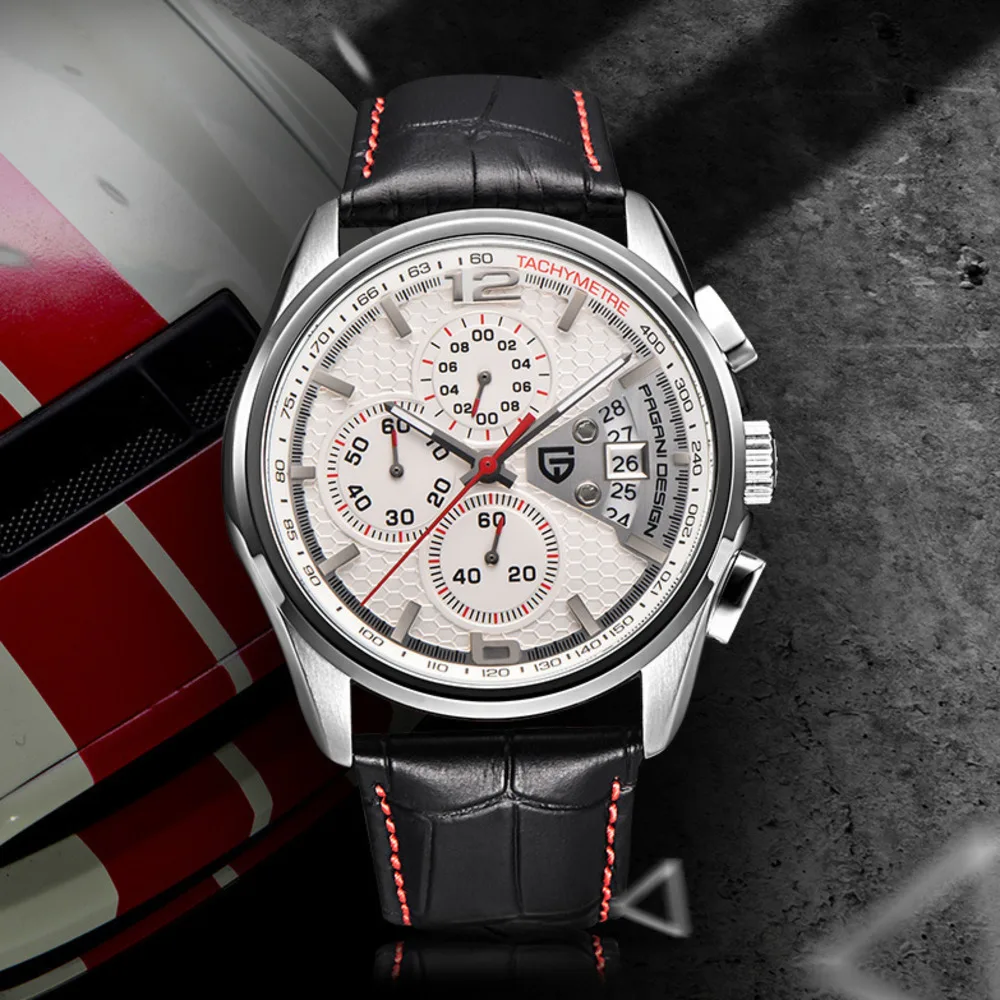 PAGANI DESIGN Watch For Men Luxury Top Brand Chronograph Luminous Date 30M Waterproof Clock Leather Strap Men Watch Reloj Hombre