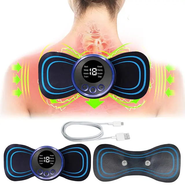[EMS 목 마사지 바디 마사지 패치, 휴대용 미니 마사지기, 목 등 허리 팔 다리 통증, 8 가지 모드 펄스 근육 자극기](상품 이미지 URL)