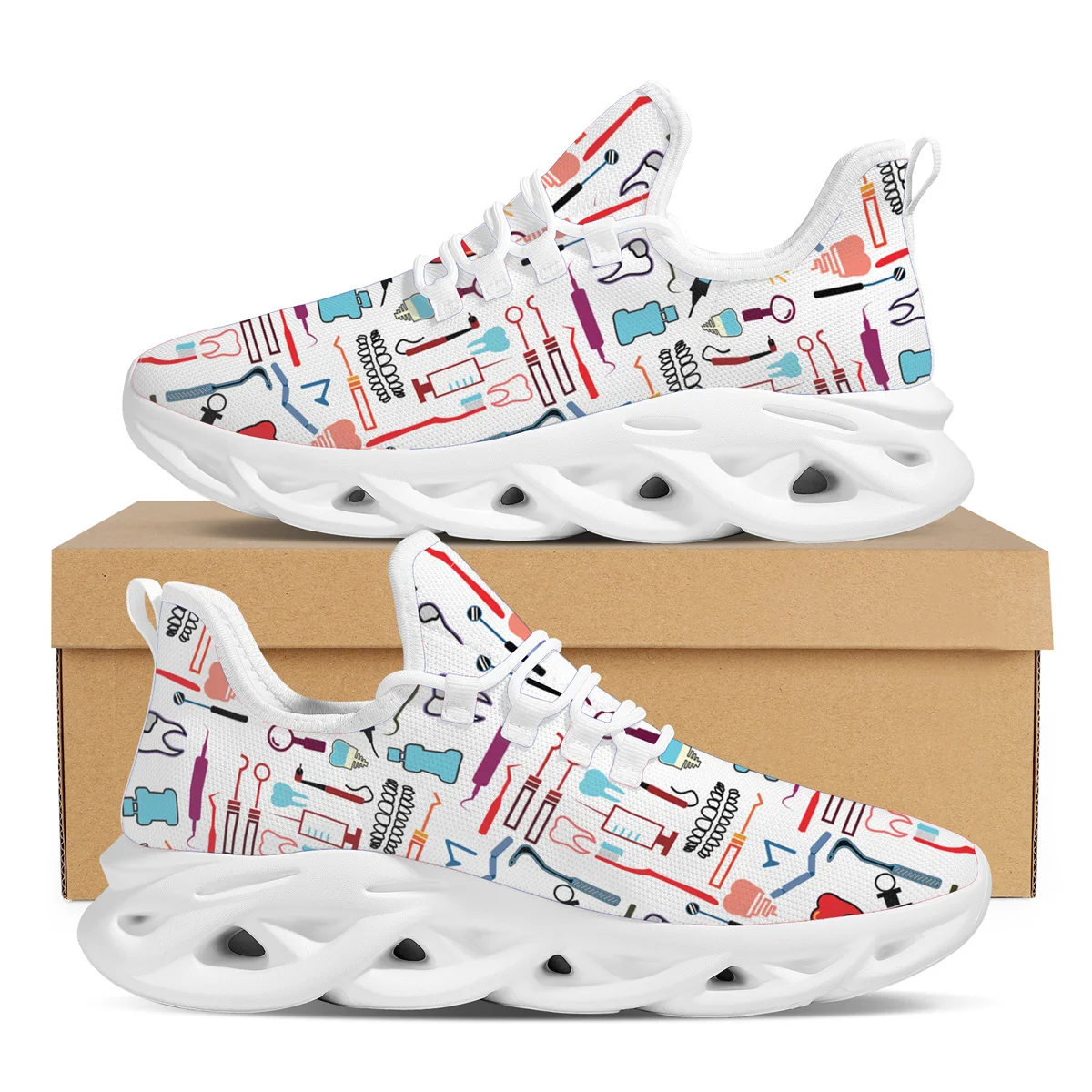 

Doginthehole 3D Dentist Equipment Printing Sneakers Breathable Lightweight Vulcanized Shoes Teen Girls Flat Shoes Footwear