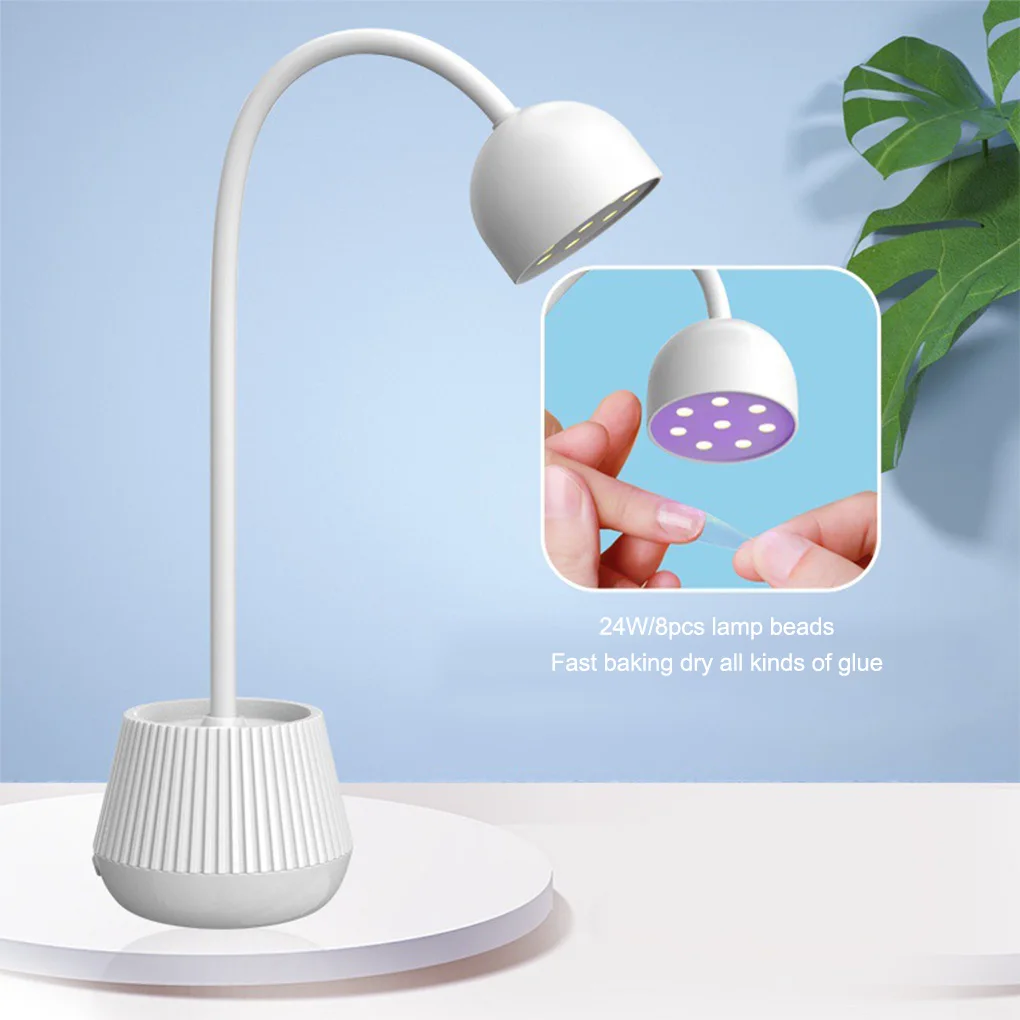 

Mini Nail LED Lamp 24W Nail Dryer False Nail Manicure Polish Glue Fast Drying UV Light Nail Lamp 360° Bendable Table Lamp Design
