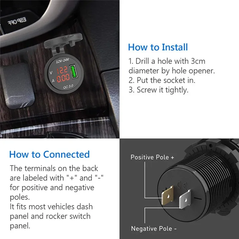   3.0 USB ڵ    12V/24V QC3.0 USB     ܼƮ ڵ ȭ ׼