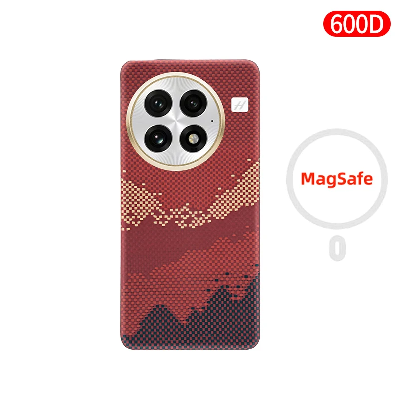 Ultra-Thin Aramid Kevlar Carbon Fiber MagSafe Case - Slim, Lightweight, Black with Red Accents