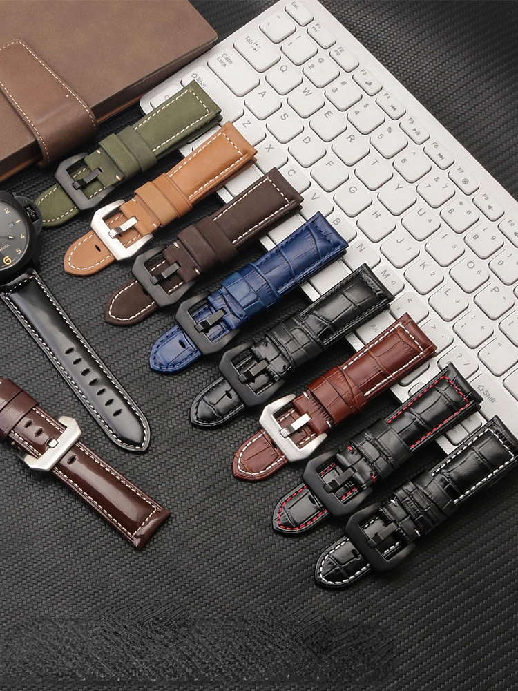 Cinturino In Pelle Di Vitello Smerigliato Per Tissot Longines Panerai Diesel Rolex Crazy Horse Cinturino Per Orologio Da Polso In Pelle 20Mm 22Mm 24Mm