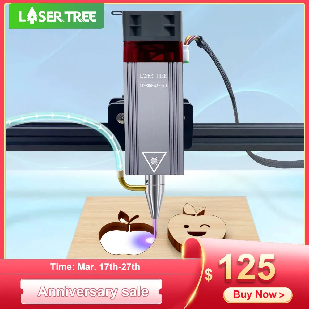 

LASER TREE 5W 10W Optical Power Laser Module with Air Assist 450nm Blue Light TTL Laser Head for CNC Engraving Cutting DIY Tools