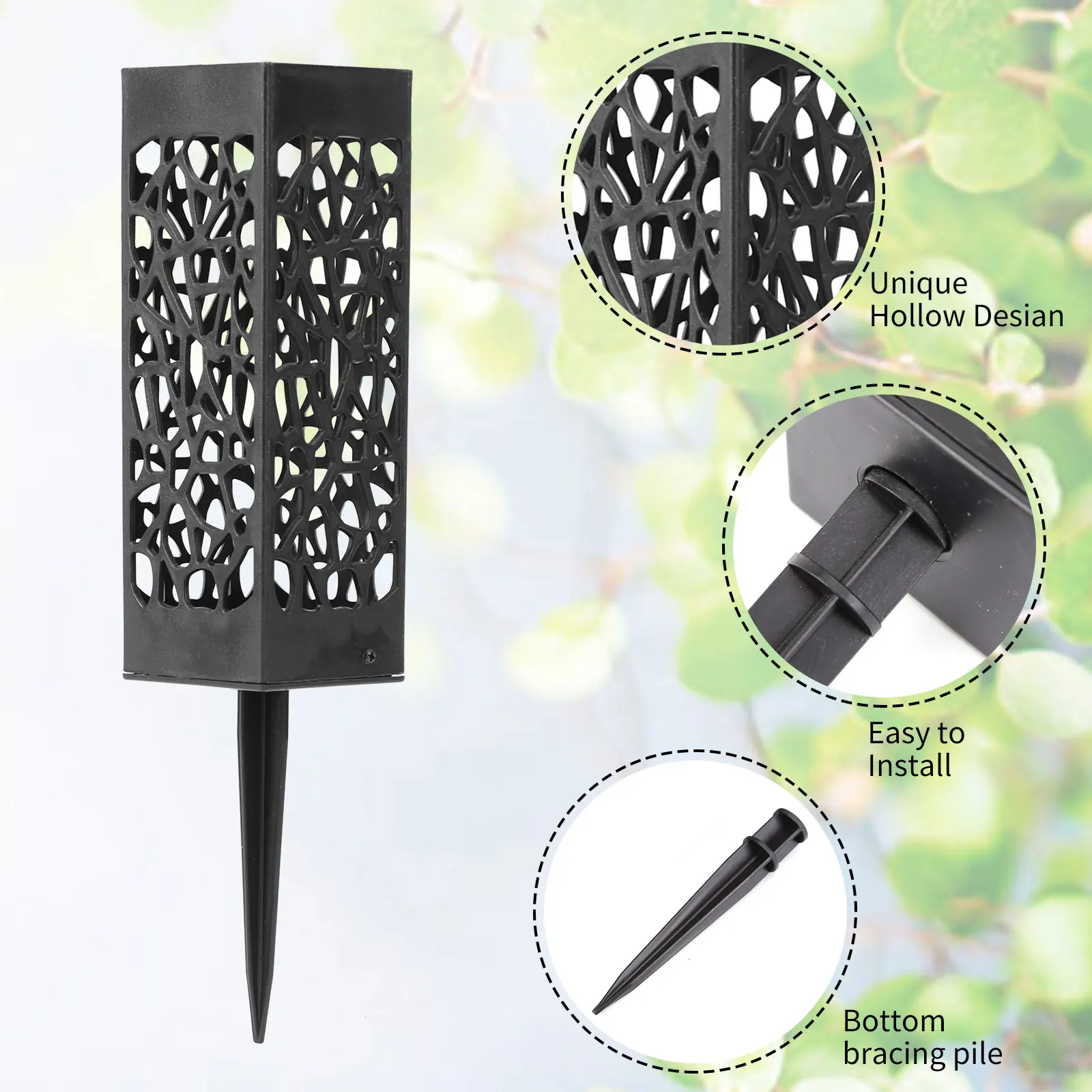 1/2/4PCS Cemetery Vase Decorations for Human Grave Hollow Flower Holder Plastic Black Vase with Long Spike 7.28x2.17x2.17 Inch 2