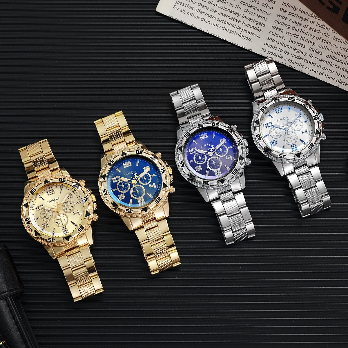 Men Business Watches Fashion Stainless Steel Band Male's Quartz Watch 5