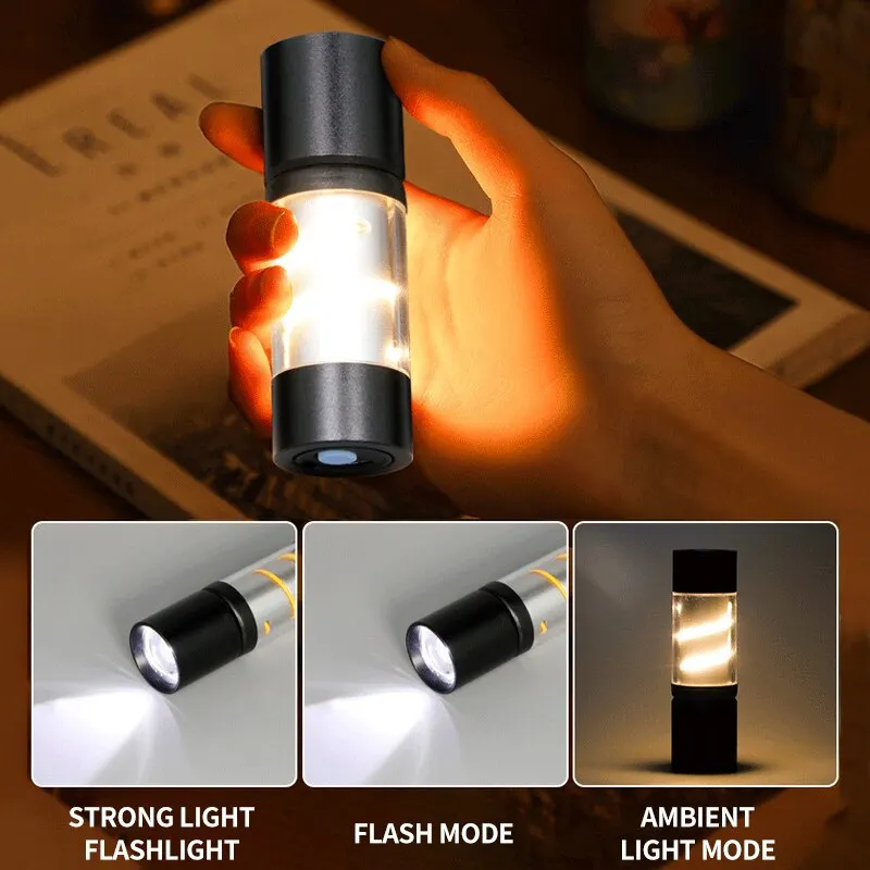 다기능 레트로 캠핑 LED 분위기 조명, C타입 USB 충전식, 4 가지 모드 방수, 낚시 캠핑 비상 조명