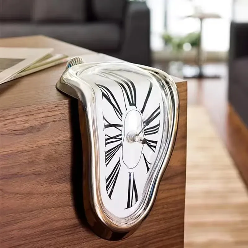 Wall Clock Melting Melted Gift Decor Art Inspired Twisted Shelf Hanging Surrealist Shop Office Home