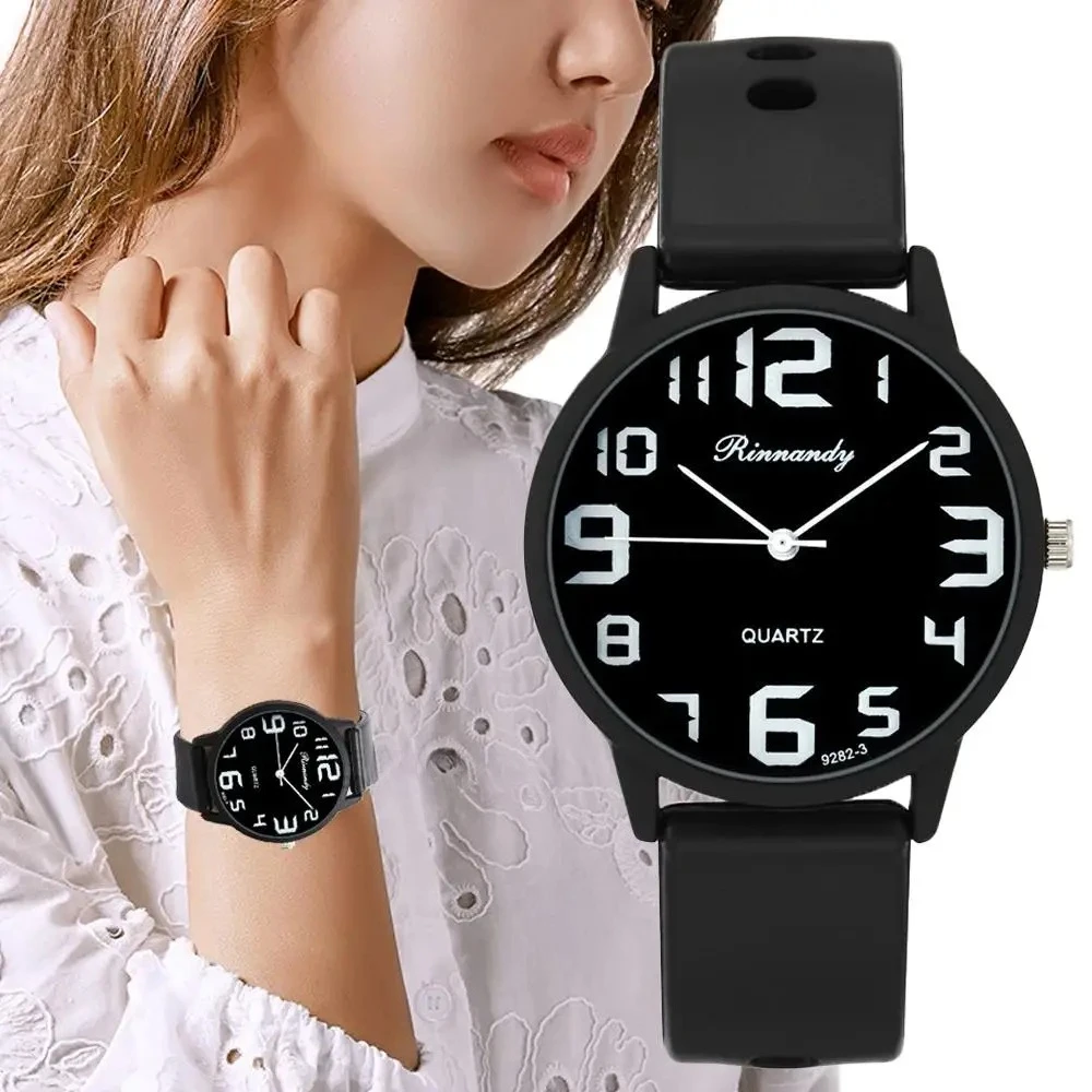 Women Sports Watches Casual Silicone Band Arabic Dial Quartz Wristwatch Ladies Clock Reloj Mujer - 2
