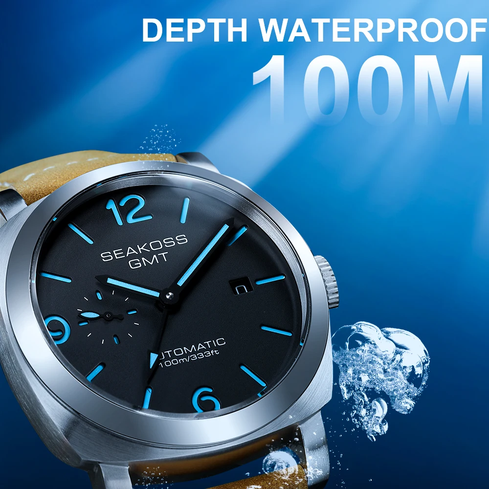 10Bar GMT Diving Automatic Mechanical Watch Men 1963 Seagull 2557 Movement Super Luminous Calendar Sapphire Wristwatches