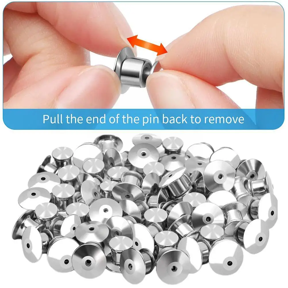 40PCS Locking Pin Back Metal Pin Backing for Brooch Enamel Lapel 