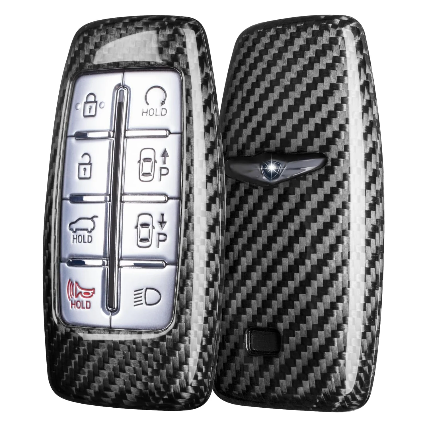 

For Genesis Key Fob Cover, Carbon Fiber Car Key Case Protector Keychain Smart Key Fob Holder for G70 G80 G90 GV70 GV80 GV90