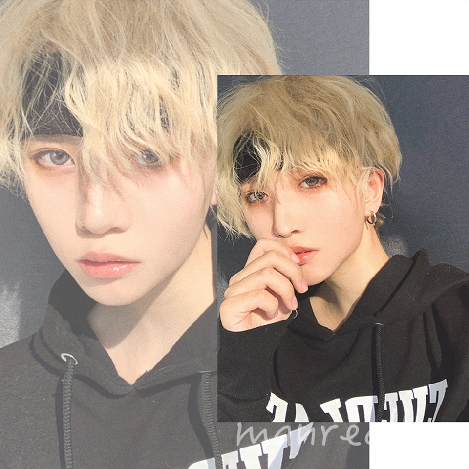 Synthetic Short Wig Black Blonde for Women and Men