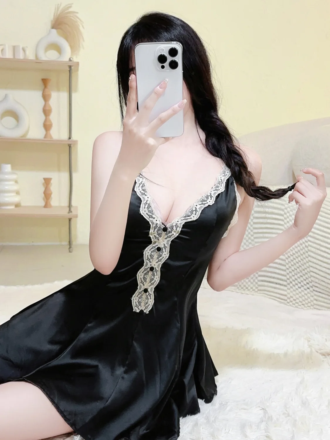 

New Lingerie Fashion Gentle Romantic Sexuality Feeling Strap Lace Uniform Mature Charm Elegant Passion Temptation Dress A4N9