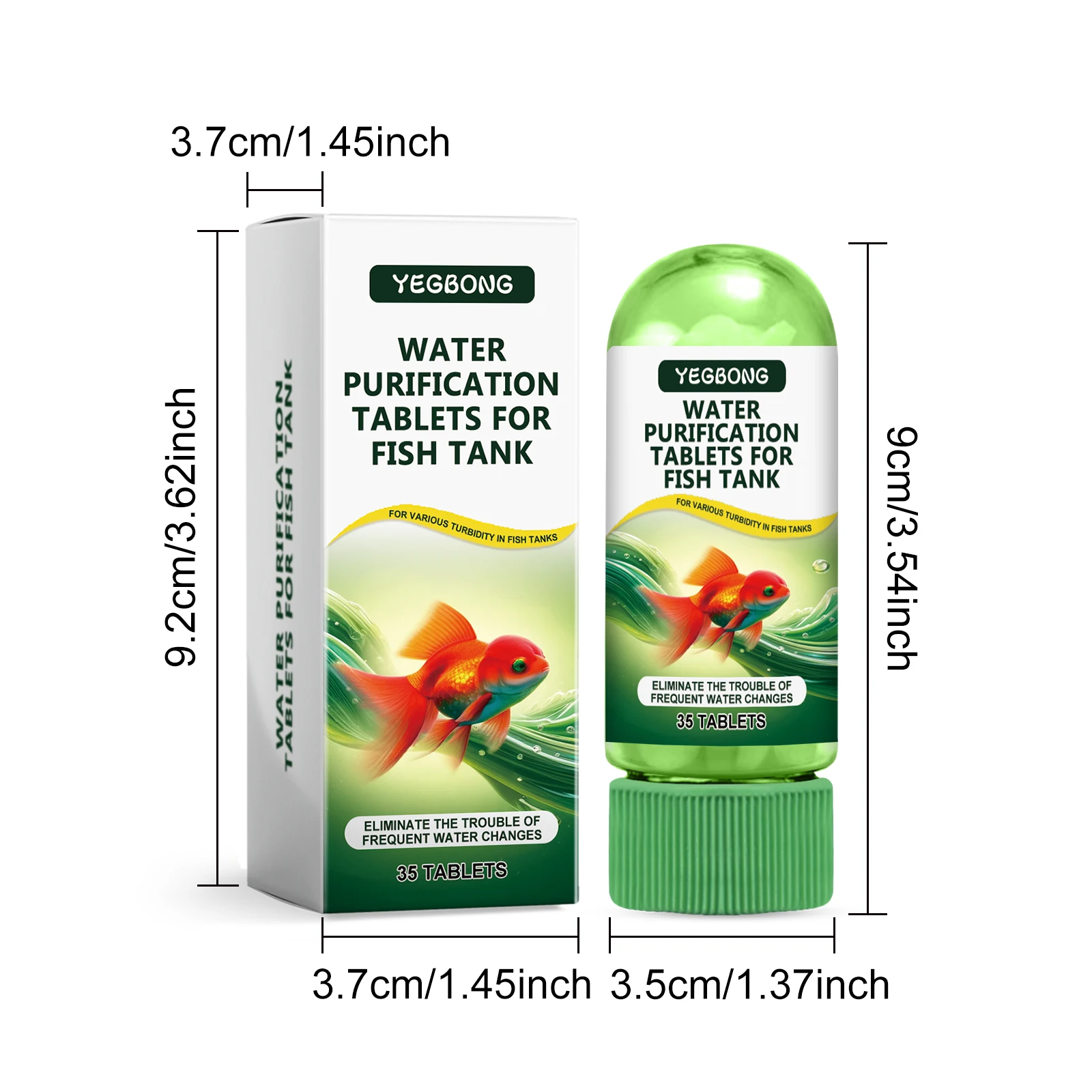 טבליות ניקוי מים לאקווריום YEGBONG - מיועדות לניקוי, הסרת ריחות, הסרת אלכוהול וכתמים 35 טבליות