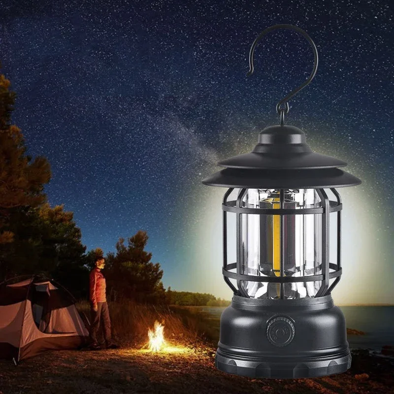 

Retro Mini LED Camping Lantern Warm White USB Rechargeable Travel Tent Lamp Vintage Outdoor Lighting Portable Fishing Lamp