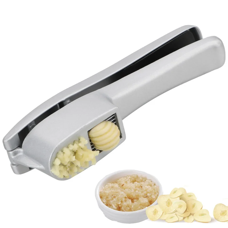 

Garlic Press Crusher Mincer 2 In 1 Aluminium Garlic & Ginger Mincer and Slicer Garlic Smasher Squeezer Manual Press Tool