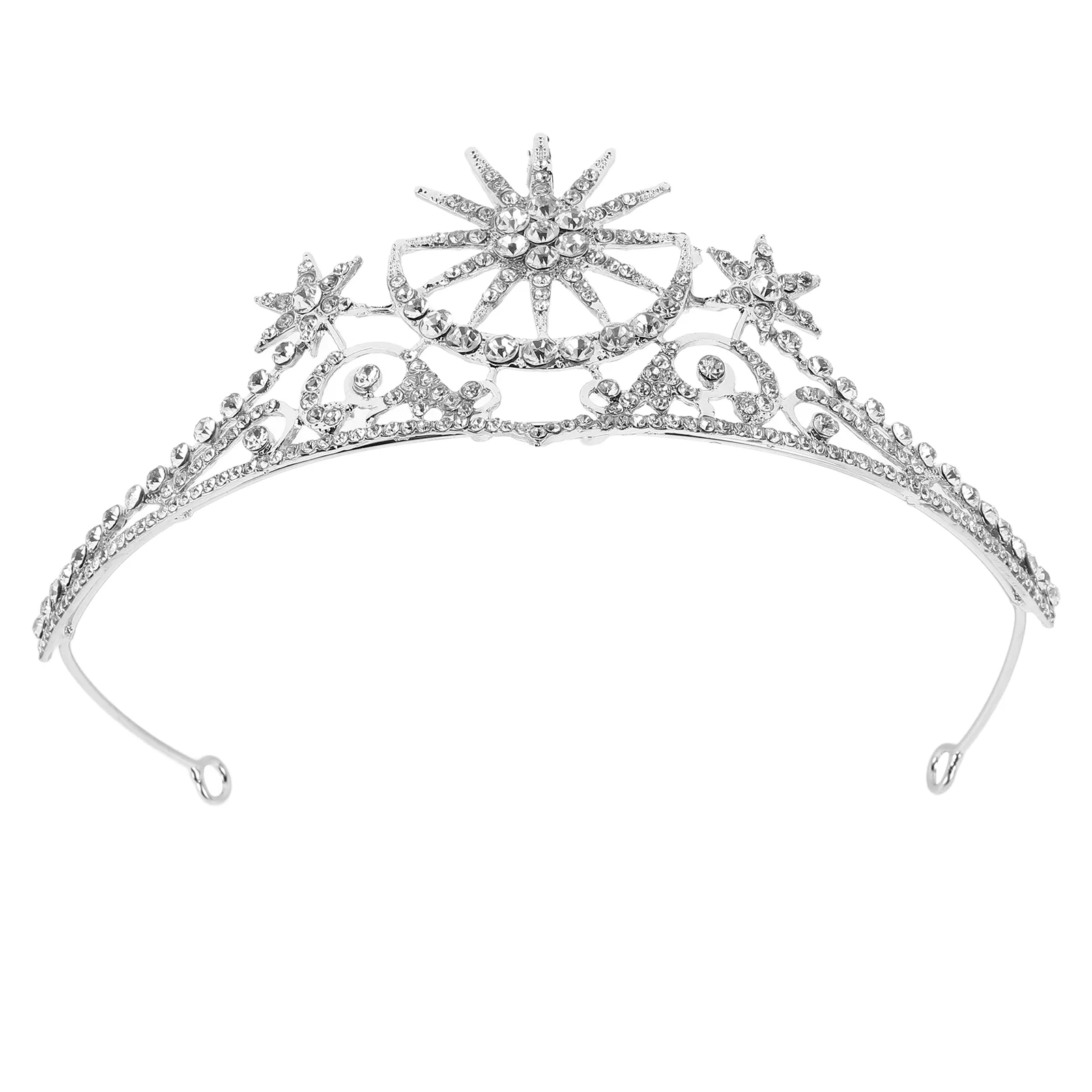 Tiara with Stars Hair Jewelry Crown for Women Halloween Wedding Headbands Bride Silver Bridal 3