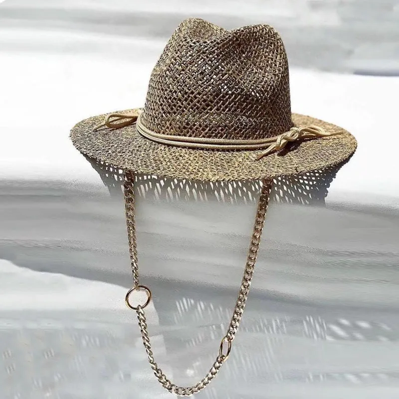 Cappello in rafia a tesa larga, beige | Intrend