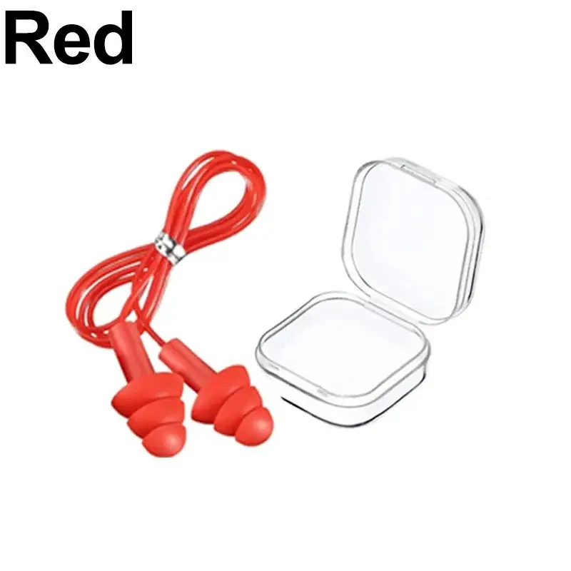 Silicone Corded Ear Plug Protector Anti Lost Reusable Hearing Protection Noise Reduction Safe Swimming Work Earplugs With Rope - Image 17