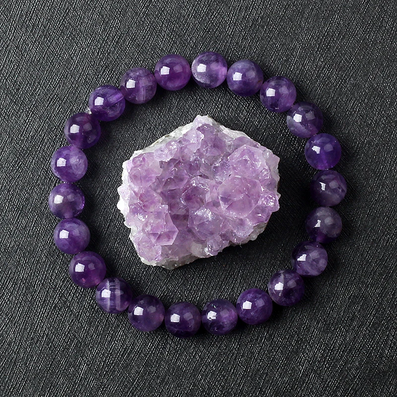 Geniune Amethyst Natural Crystal Bracelet for Women Pulsera Amethust Bracelet Made of Real Natural Stone Beads Body-Purifying