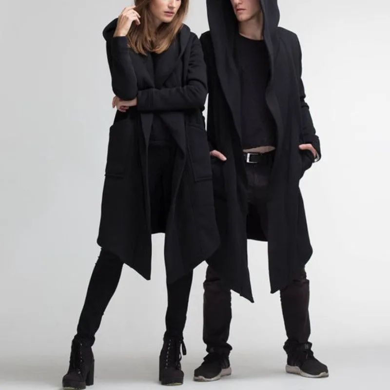 Fashion Men Womens Cardigan Long Jackets Coats Spring Autumn Hooded Cloak Cape Coats Oversize Outwear Unisex Thin down cotton coat womens 2022 autumn winter new fashion slim all match casual padded jacket women large size hooded thin parkas