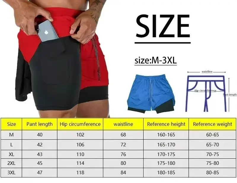 New Men's 2 in 1 Anime Graphic Gym Shorts Quick Dry Drawstring Mesh Athletic Running Shorts With Liner Breathable Elastic Shorts 2