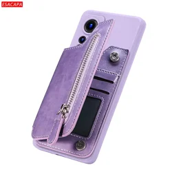Zipper Wallet Leather Phone Case with Card Holder and Purse Compartment - Redmi Note 12Pro 4G (Purple)