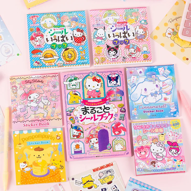 

Sanrio Sticker Book Kids Hello Kitty Kuromi Cinnamoroll Diy Hand Account Decorative Scrapbook Stationery Sticker School Supplies