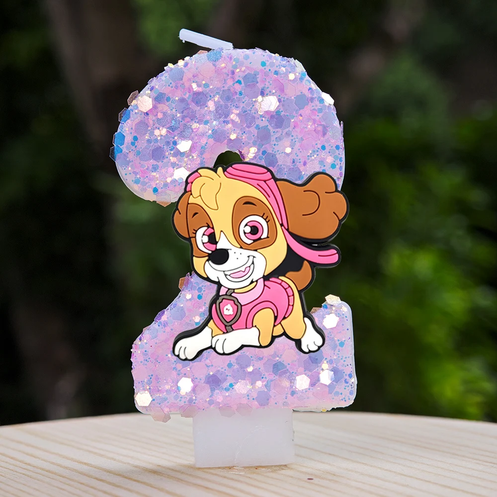 Niedliche PAW Patrol Kerze Nummer 0-9 Fußball-Kerze Kuchendekoration Geburtstagsparty für Kinder Babyparty Deko Geschenk – Detail 2