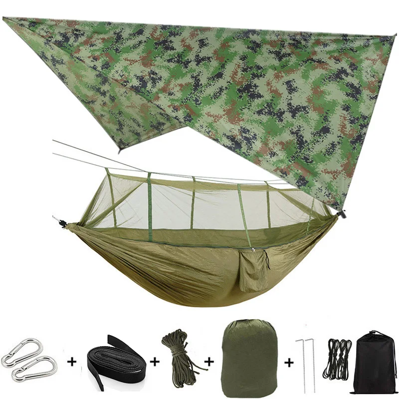 patio furniture Double Bug Net Camping Hammock Ripstop Parachute Nylon  Hammock Outdoor Hammocks Tent with Waterproof Rainfly Tarp Outdoor Furniture Outdoor Furniture