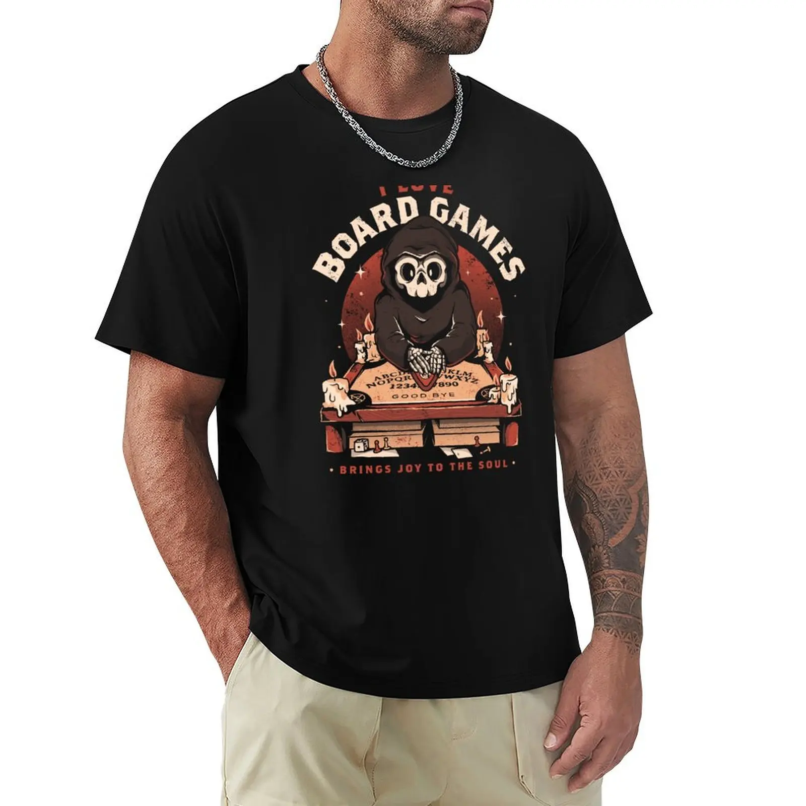 

I Love Board Games - Funny Creepy Skull Gift T-shirt customs boys animal print tees vintage Men's t-shirt