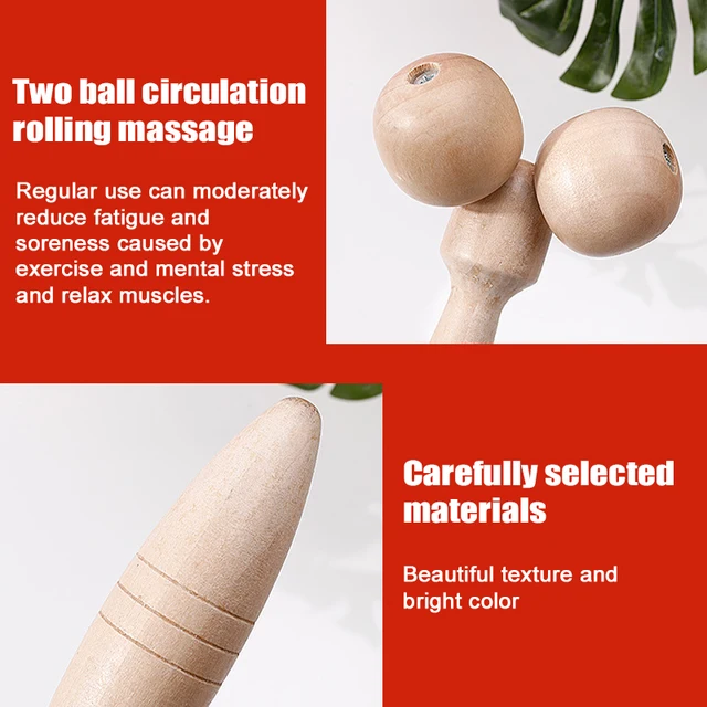 Wooden Double Roller Ball Face Massager 360 Rotation Massage Relaxing Neck Chin Slimming Face-lift Massage Tool Full Body Shape 6