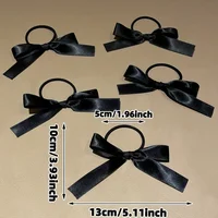 5 pieces of black, cute, bow-decorated hair ties for girls | Ideal for everyday casual use and as a festive gift accessory. 4