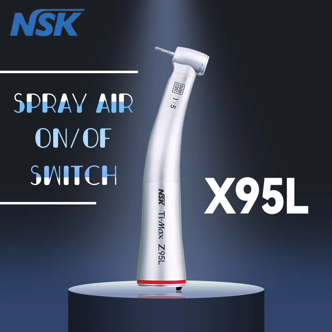 

NSK Push Button Dental Contra Angle Handpiece 1:5 Increase Speed Handpiece Mini Head Ti Max X95L Inner Water Spray Red Ring