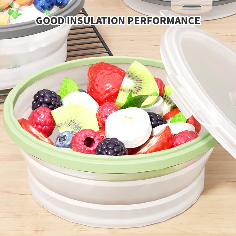 Collapsible Silicone Food Storage Bowls with Lids