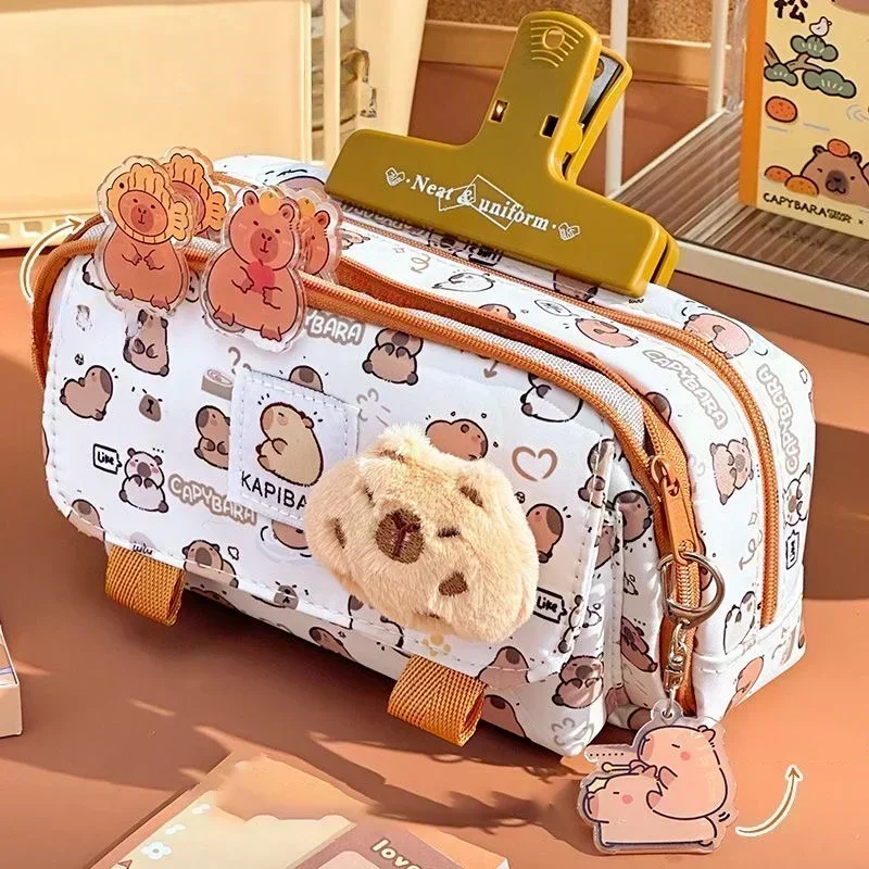 Astuccio Portapenne Capybara Multiscomparto - Grande Capacità, 4 Scomparti, Design Originale - Materiale Scolastico Per Ragazze