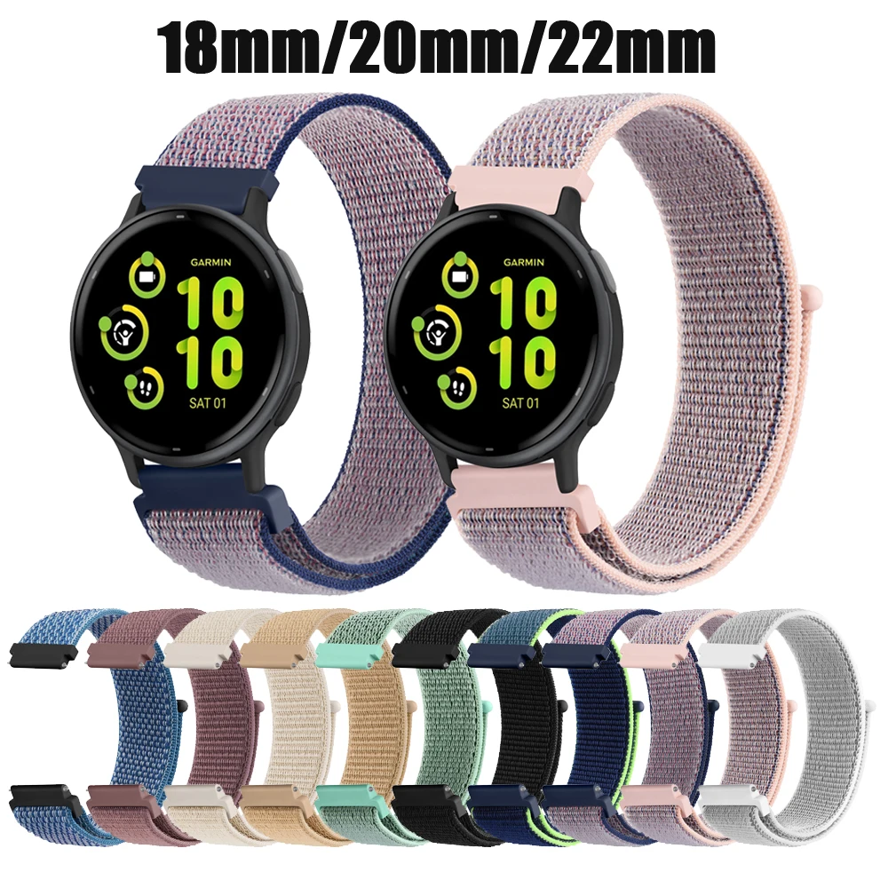 Versatile Nylon Strap for Smartwatches – 18/20/22mm Width, Multiple Colors Available