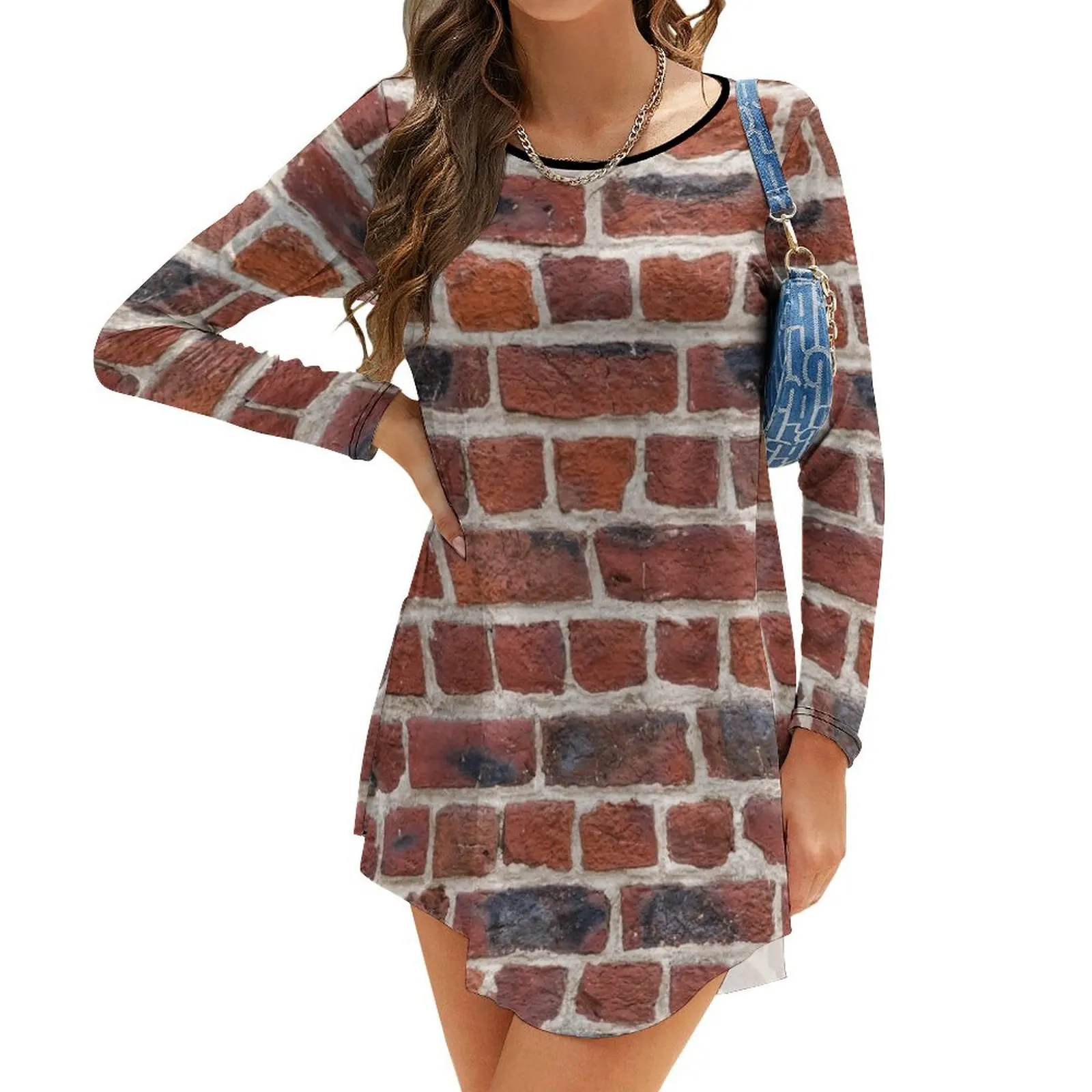 

Red Brick Wall Long-Sleeve Dress women's evening dress 2024 Women's dresses