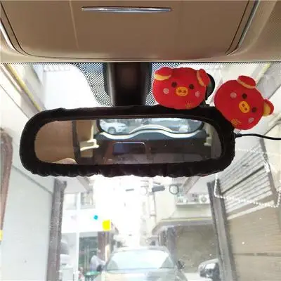 Cartoon Pig Rearview Mirror Cover Cute Car Interior Decoration Car Reversing Mirror Cover Decoration images - 6