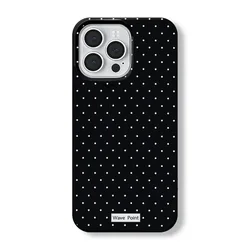 Korean Creative White Polka Dot Black Soft Phone Case for iPhone 11 Pro (1)