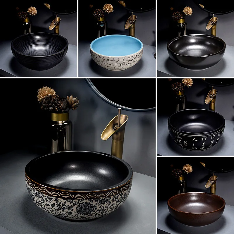 

Раковина для ванной комнаты в китайском стиле, керамическая раковина, раковина маленькая художественная раковина, раковина для ванной комнаты