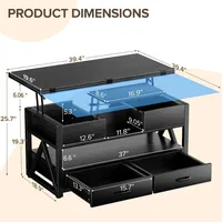40" Lift Top Coffee Table,4 in 1 Multi-Function Lift Coffee Tables with Storage Drawers and Hidden Compartmen 2