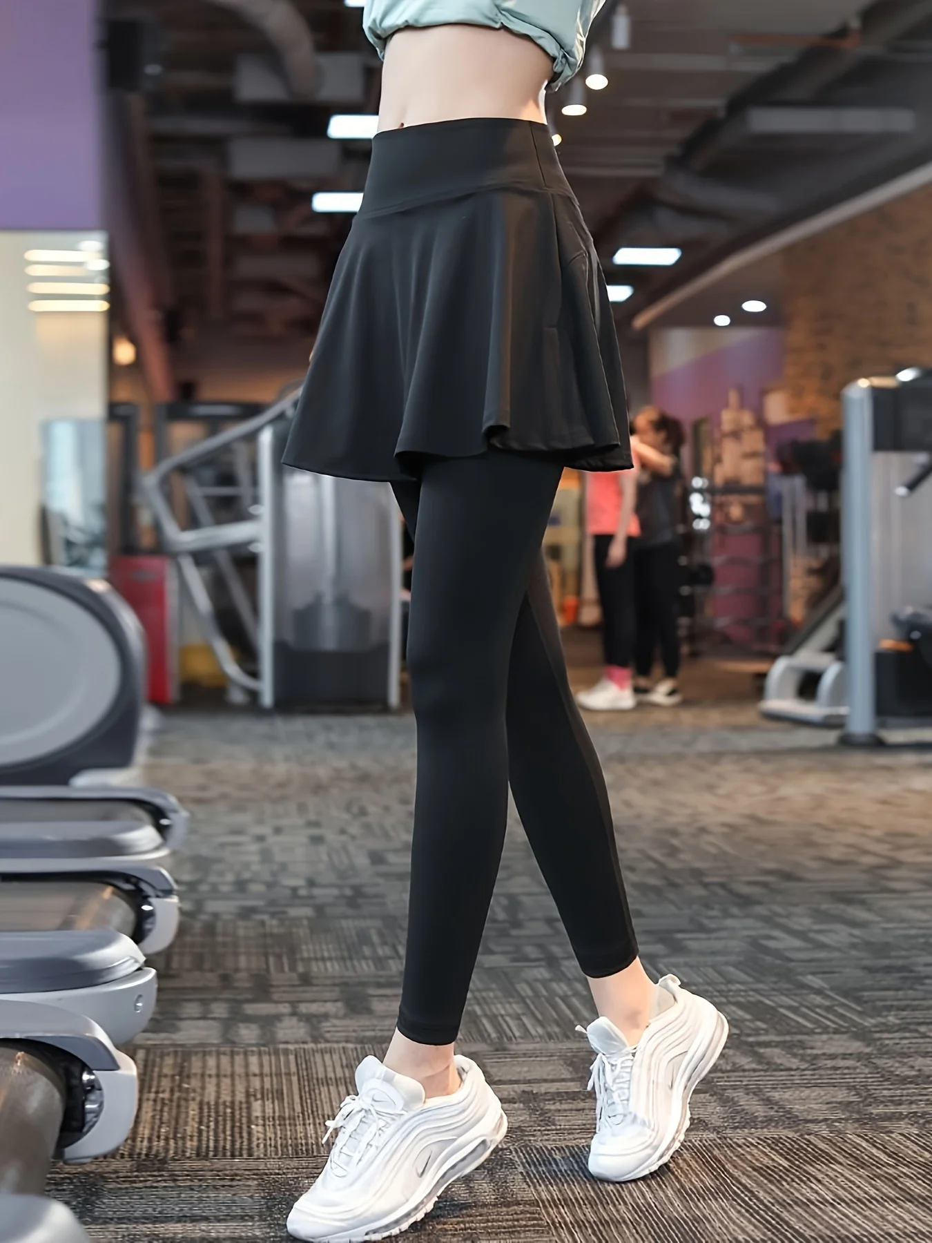 Women Gym Skirt Leggings Fake Two Pieces High Waist Shark Leggings Female Yoga Casual Fitness Seamless Sports Leggins