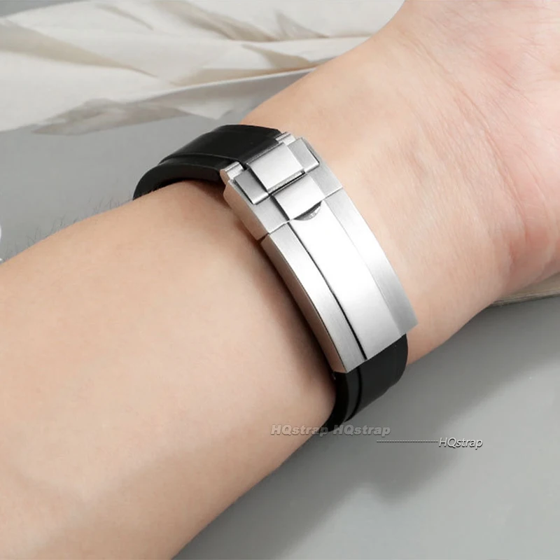 Premium 20mm Rubber Watch Strap with Stainless Steel Buckle