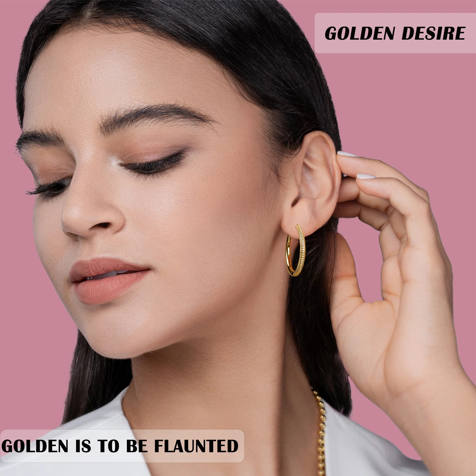 2pcs 30mm Moissanite Encrusted Gold Hoop Earrings - Luxurious and Timeless Elegance in 18K Gold Plated S925 Sterling Silver 4