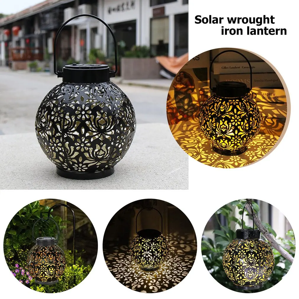 

Hot IP65 Waterproof LED Outdoor Solar Lantern Metal Hanging Decorative Solar Lamps For Patios Balconies Gardens Fast Delivery