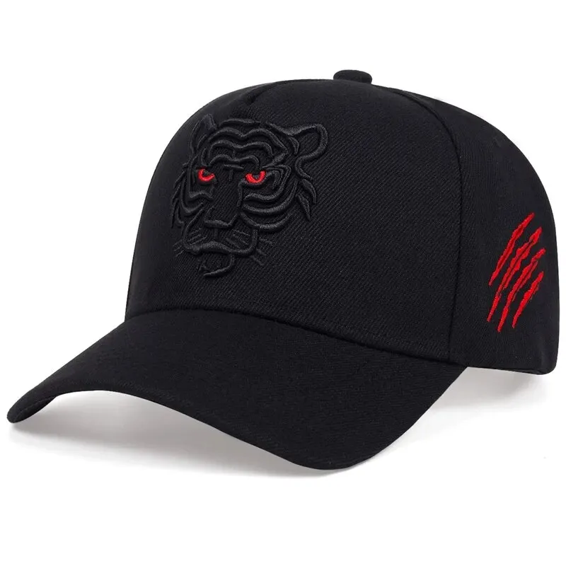Summer Leisure Trucker Caps Cotton Tiger Embroidery Baseball Cap Men Women Hip Hop Hat Unisex Snapback Hats Gorras_voghion.com