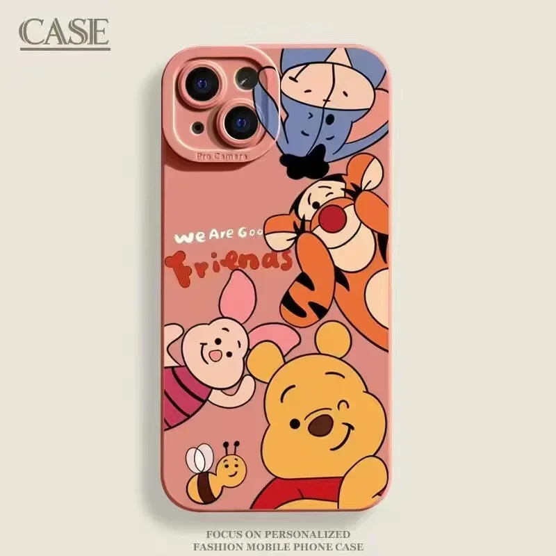 thumbnail image 1 of Disney Winnie the Pooh Liquid Silicone Phone Case For iPhone 15 14 11 13 12 Pro Max X XR XS 7 8 Plus SE2 Protection Back Cover, 1 of 5